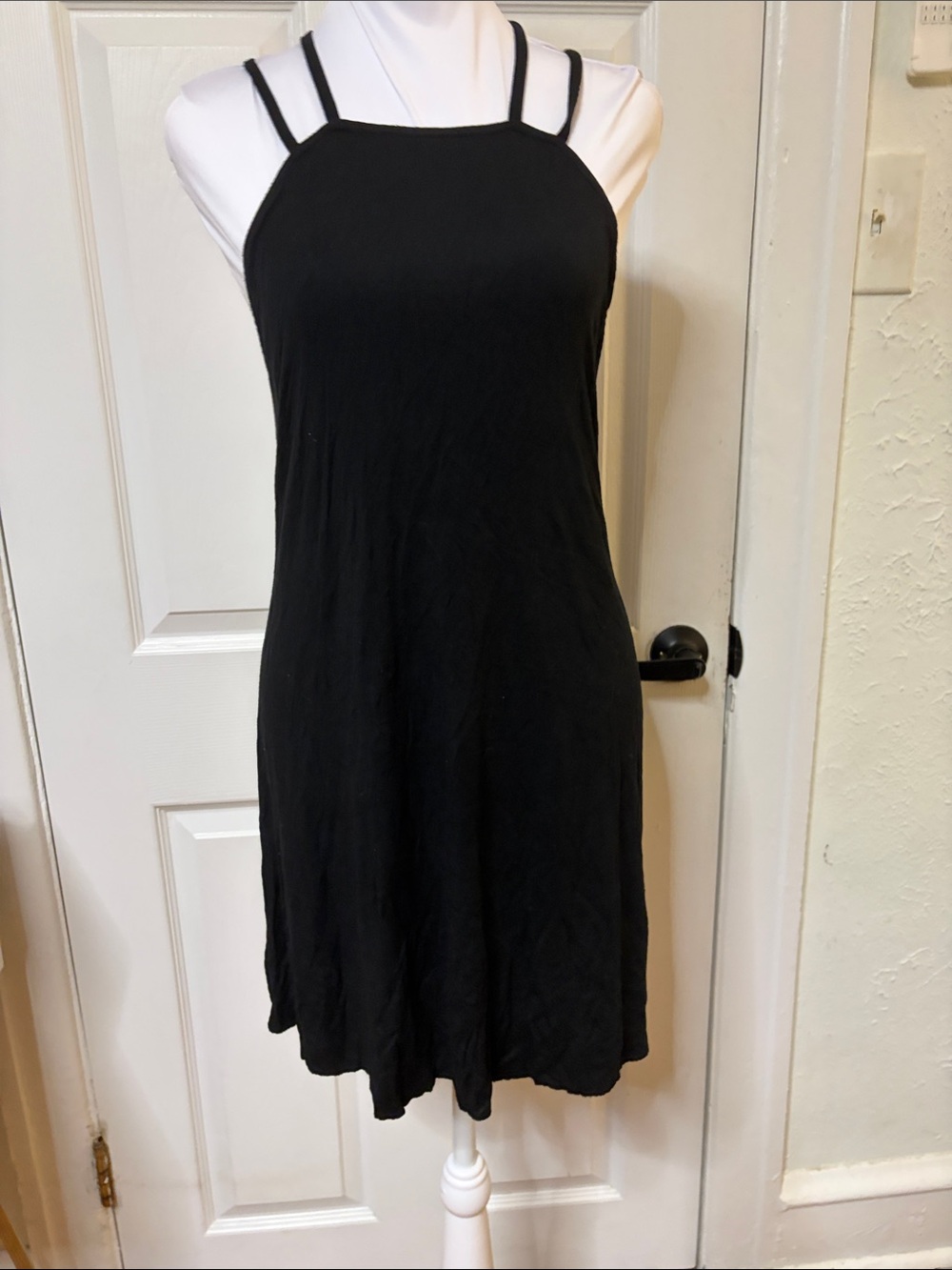 Women's Black Double-Strap Mini Dress